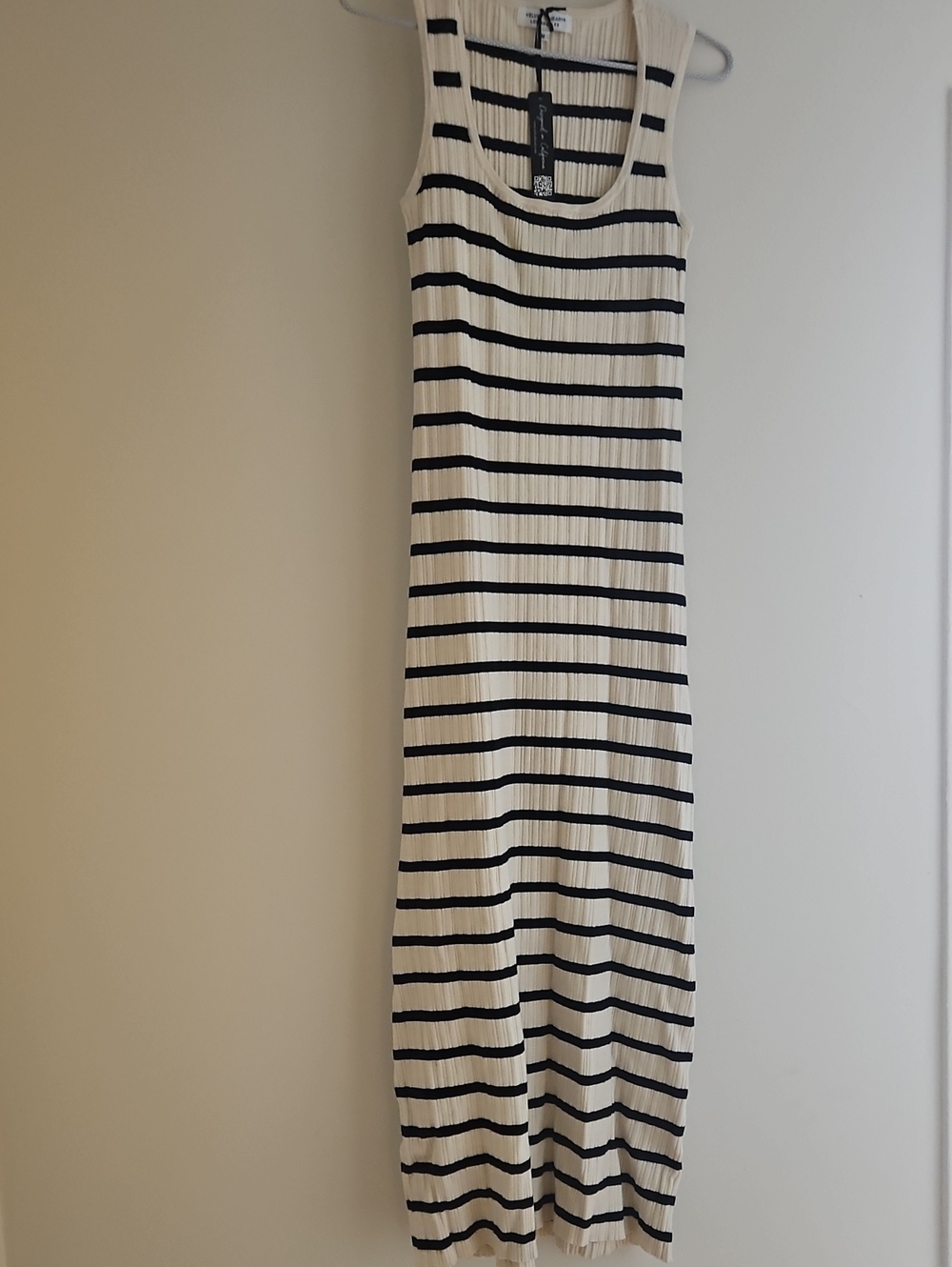 Velvet Heart Cream and Black Striped Maxi Dress